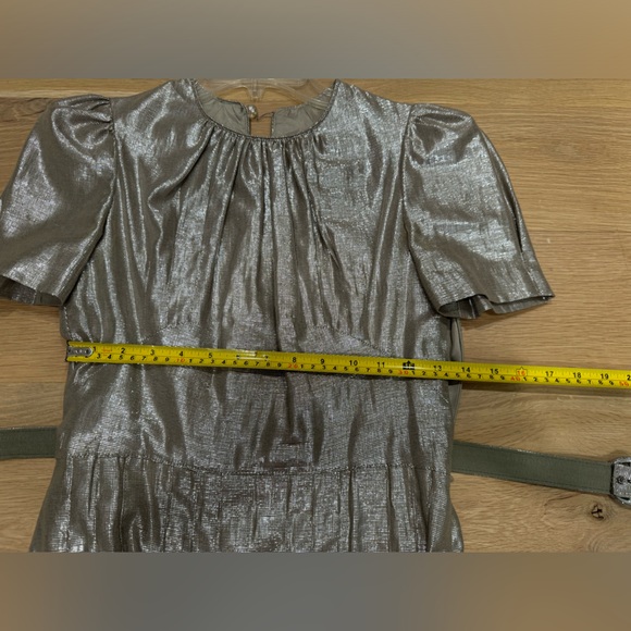Anna Sui silvery Metallic Linen Blend Dress size 0 - Picture 11 of 12